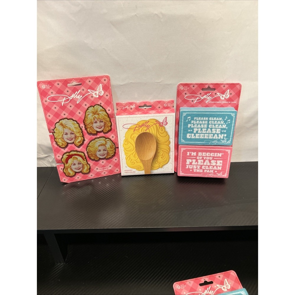 Dolly‎ Parton Bag Clips, Spoon Rest & Sponge Set